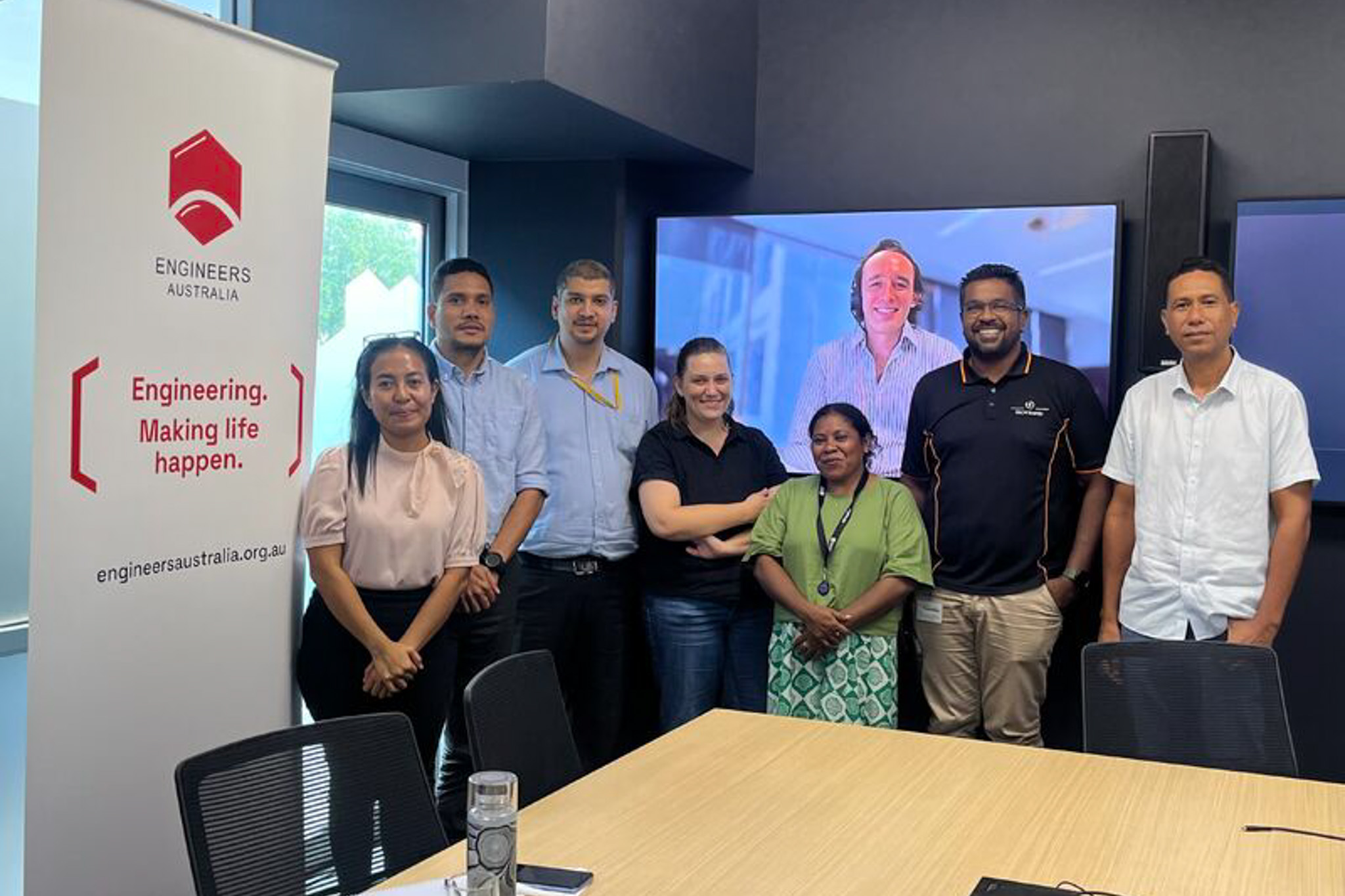 Timor interns meeting with engineer