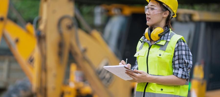 Female engineer on infrastructure construction site
