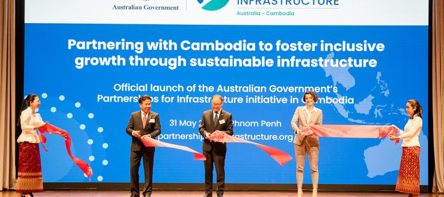 Ribbon-cutting ceremony at the launch of P4I in Cambodia