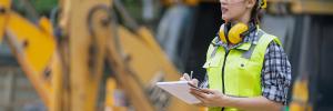 Female engineer on infrastructure construction site